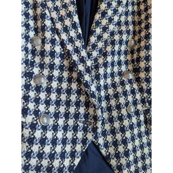 NWOT L'AGENCE Kenzie Double Breasted Tweed Plaid Blazer Size 2 Blue White #1M452 - Picture 12 of 13